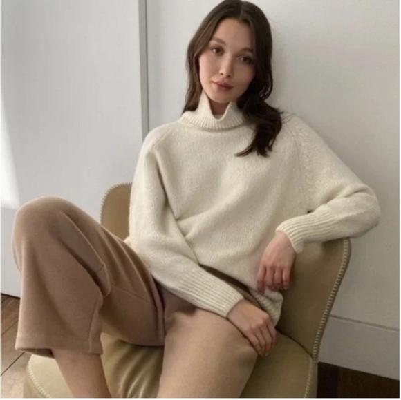 ARITZIA BABATON Day Off Turtleneck Sweater Alpaca Wool White XS - Picture 1 of 14
